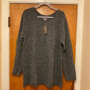 J.Jill Cable Knit Wool Cotton Blend Tunic Sweater Women Sz XL Gray Heather NWT